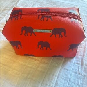 Stella & Dot Red Elephant Print Pouch